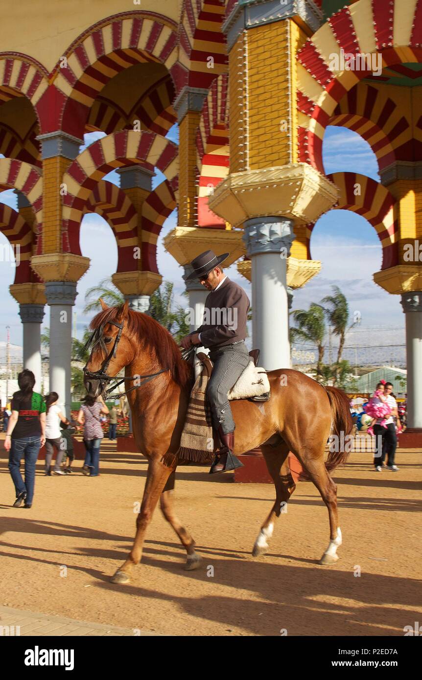 Spain, Andalusia, Cordoba, Boy in Andalusian traditional dress on his horse  during the feria of may Stock Photo - Alamy
