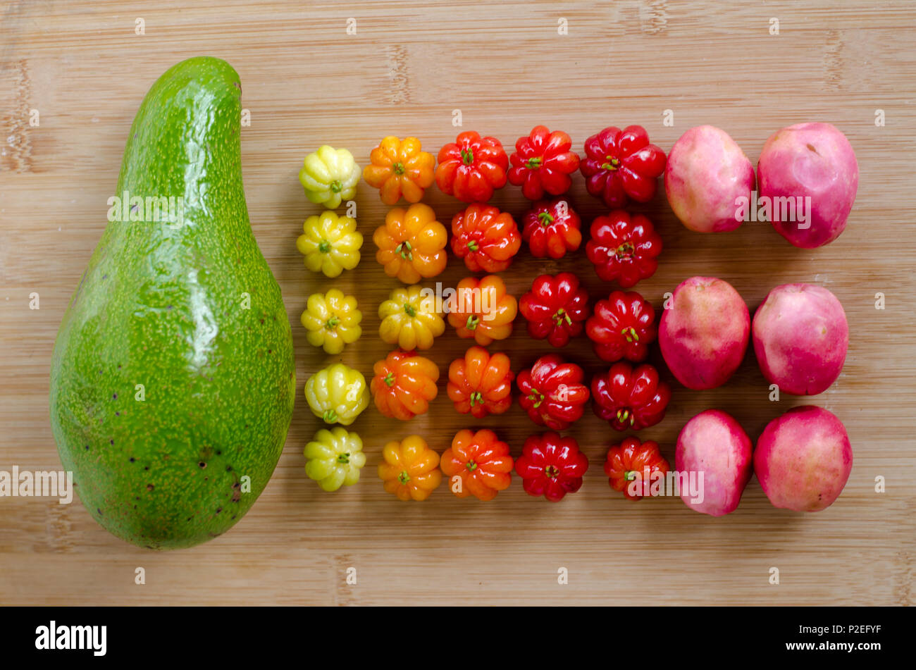 Colorful tropical fruits on a table Stock Photo