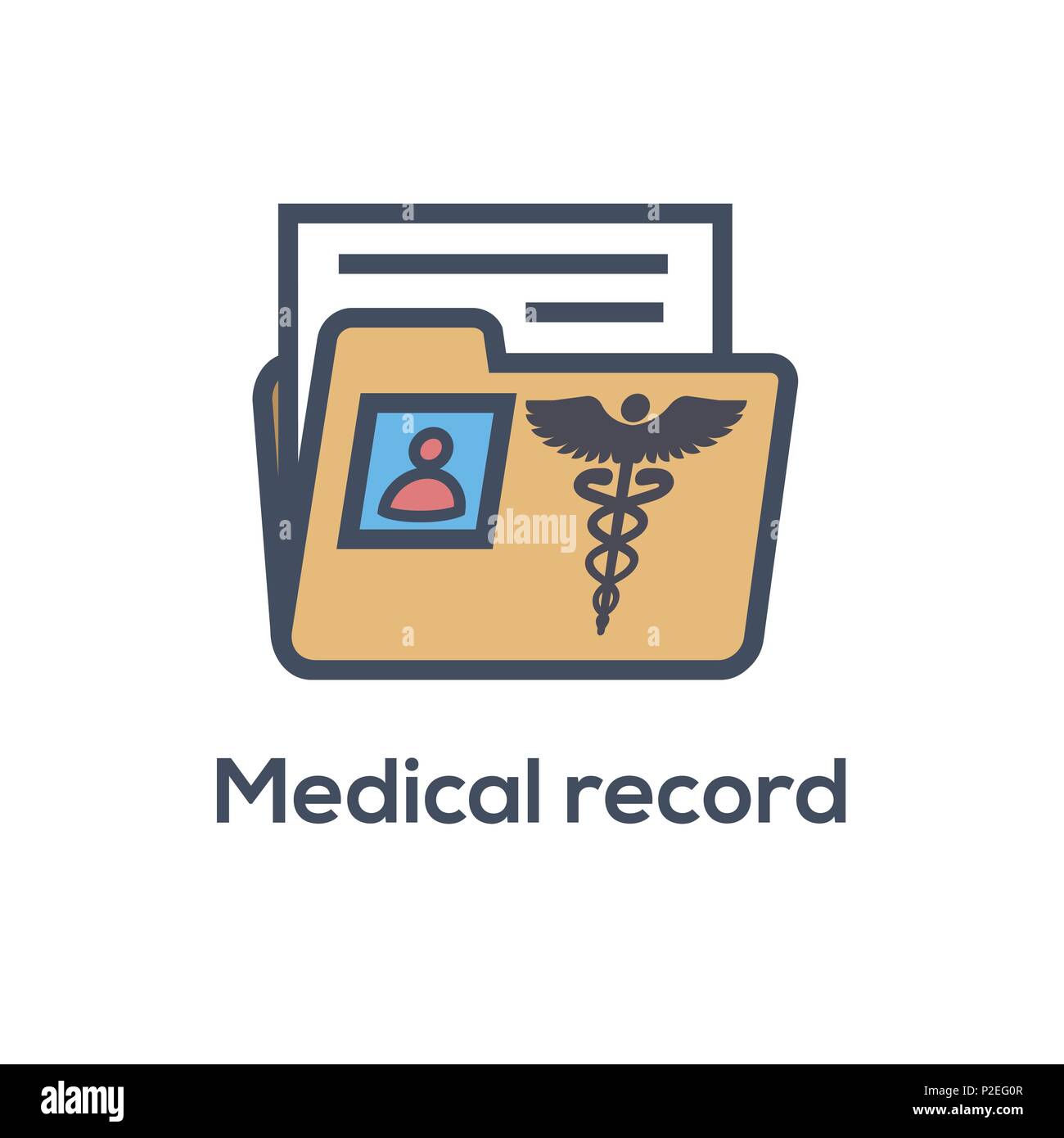 Medical Records Icon - Caduceus and personal health record imagery - phr, emr, ehr Stock Vector