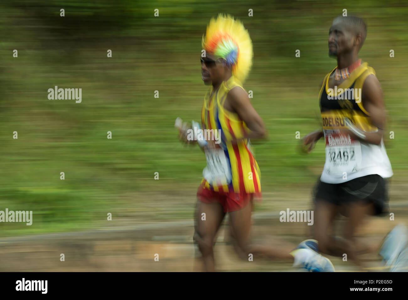 Durban, KwaZuluNatal, South Africa, adult man, colourful wig and