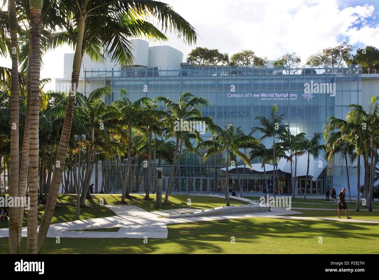 United States, Florida, Miami, New world Symphony, building drawn by the architect Franck Gehry, in the district of South Beach, in Miami Beach Stock Photo