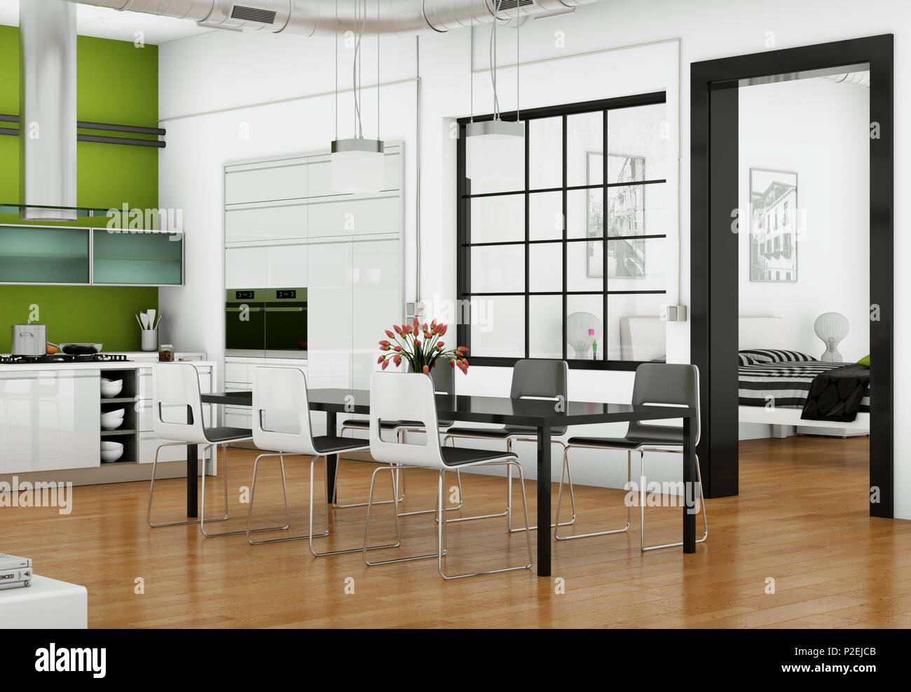 Dining room interior design in modern appartment Stock Photo - Alamy