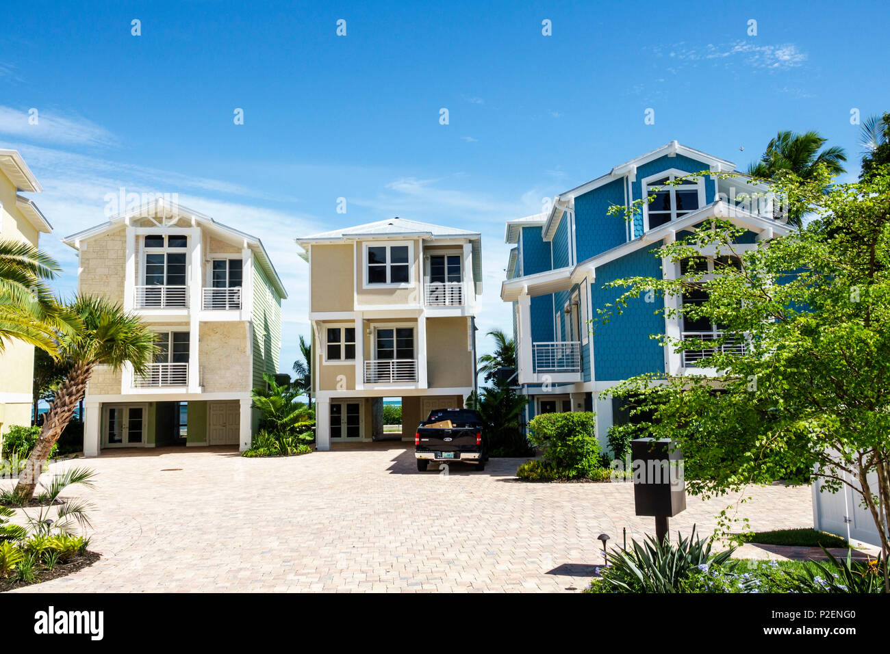 Florida Upper Florida Keys,Lower Matecumbe Key,Islamorada,Tarpon Point,new houses homes sale,oceanfront residences,gated community,luxury real estate, Stock Photo