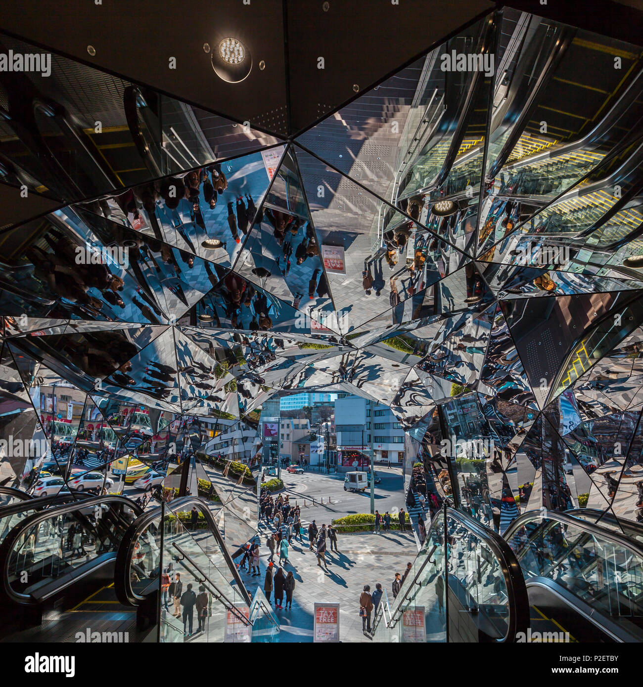 Mirror wall at entrance of Tokyu Plaza Omotesando, Shibuya-ku, Tokyo, Japan Stock Photo