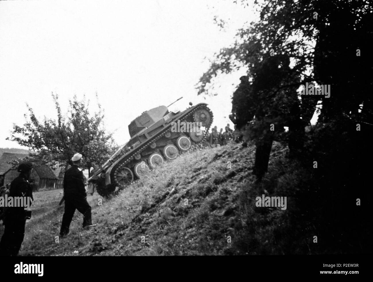 WWII. German Tiger tank on maneuvers. Stock Photo