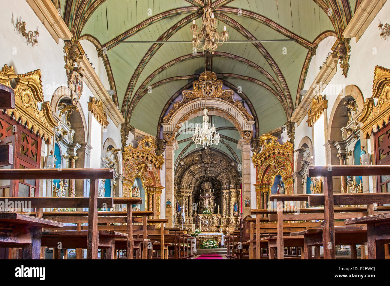 Interior of Igreja Matriz de Sabrosa - church in the center of a small village of Sabrosa, Portugal. Stock Photo