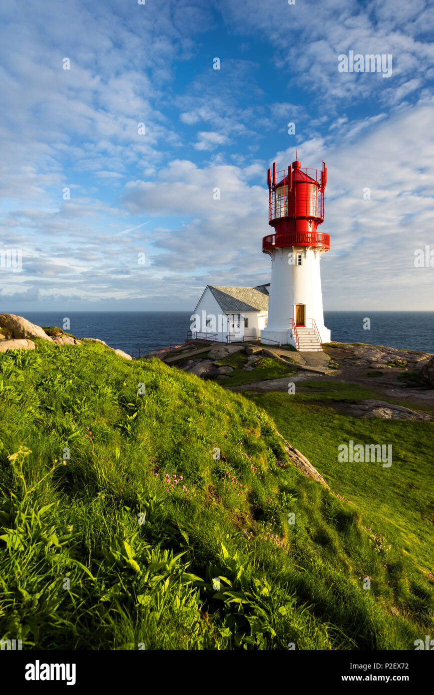 Sunset, Lighthouse, Lindesnes, Vest-Agder, Norway, Europe Stock Photo