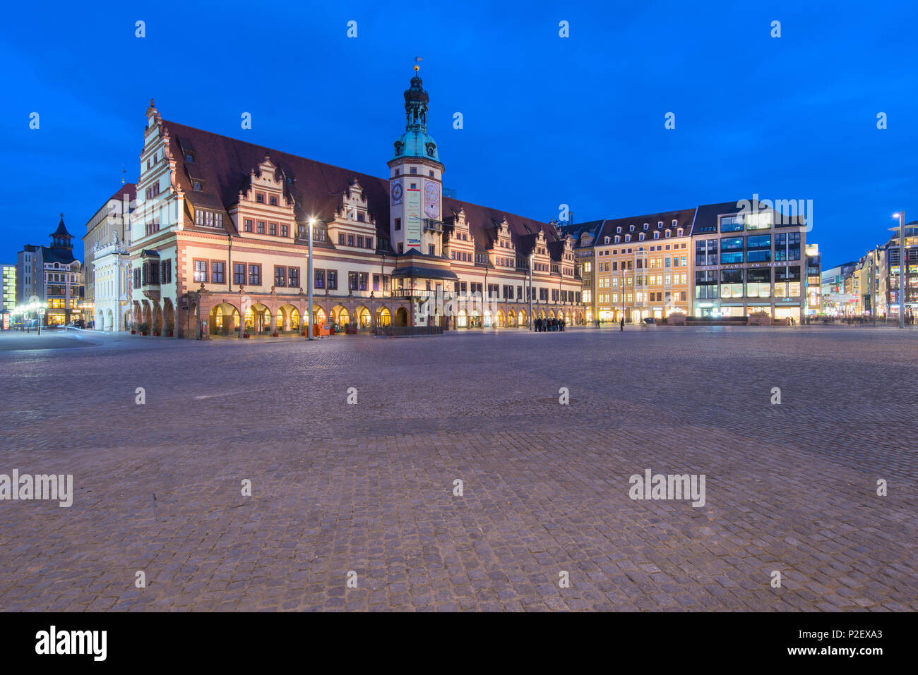 Architecture, Exterior View, Market Place, Saxony, Leipzig, Germany, Europe Stock Photo