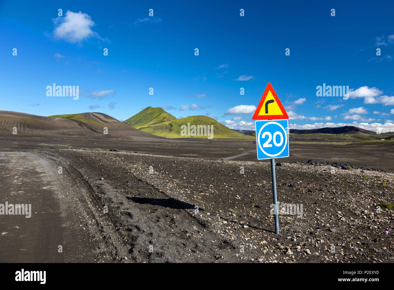 Road, Curves, Lowlands, Highlands, Iceland, Europe Stock Photo
