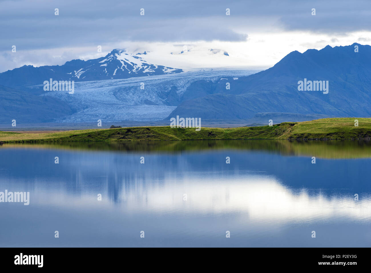 Glacier, Glacier Tongue, Reflection, Vatnajoekull, Pveit, Skrida, Iceland, Europe Stock Photo
