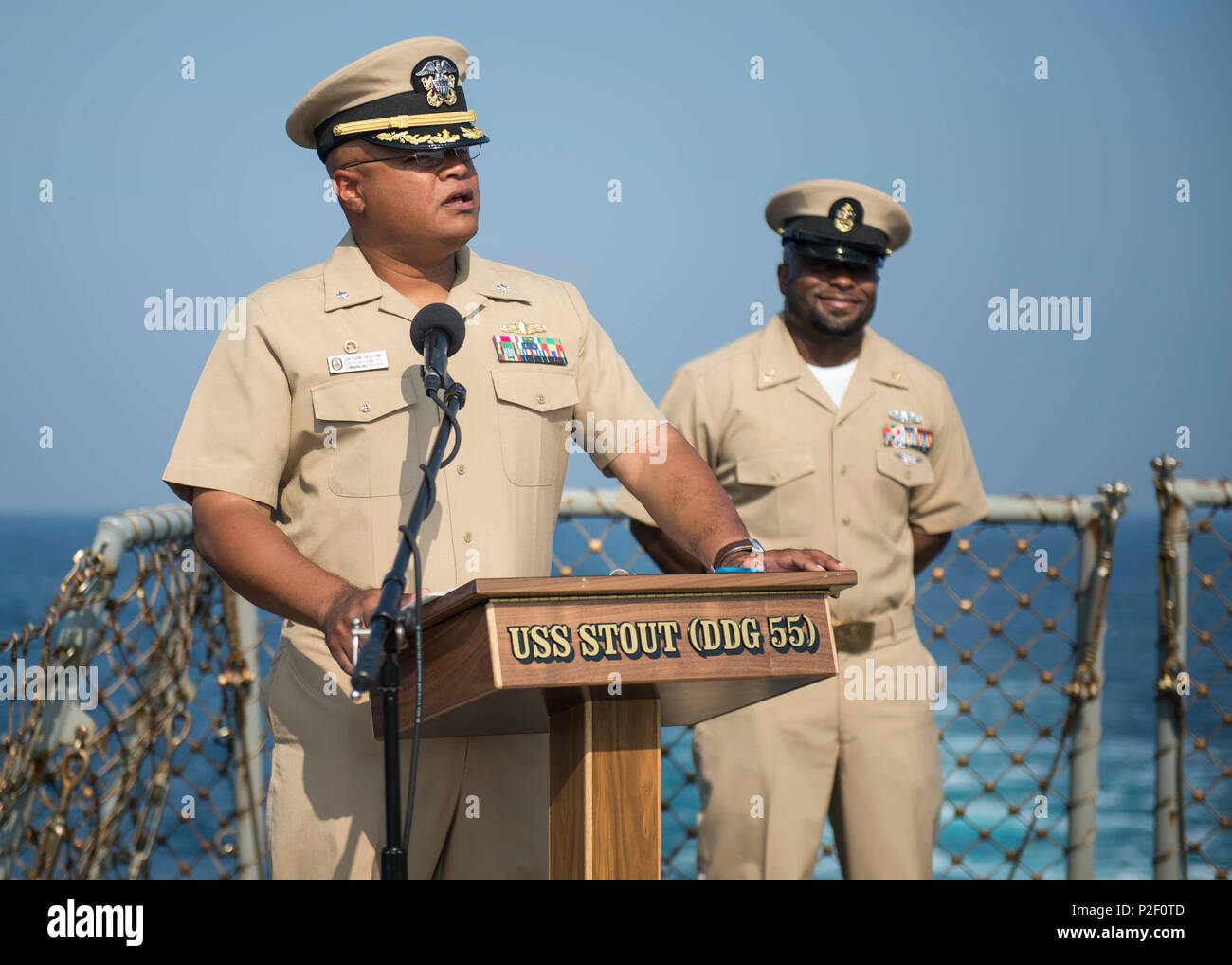 Commanding officer of the guided missile destroyer uss stout ddg 55 hi ...