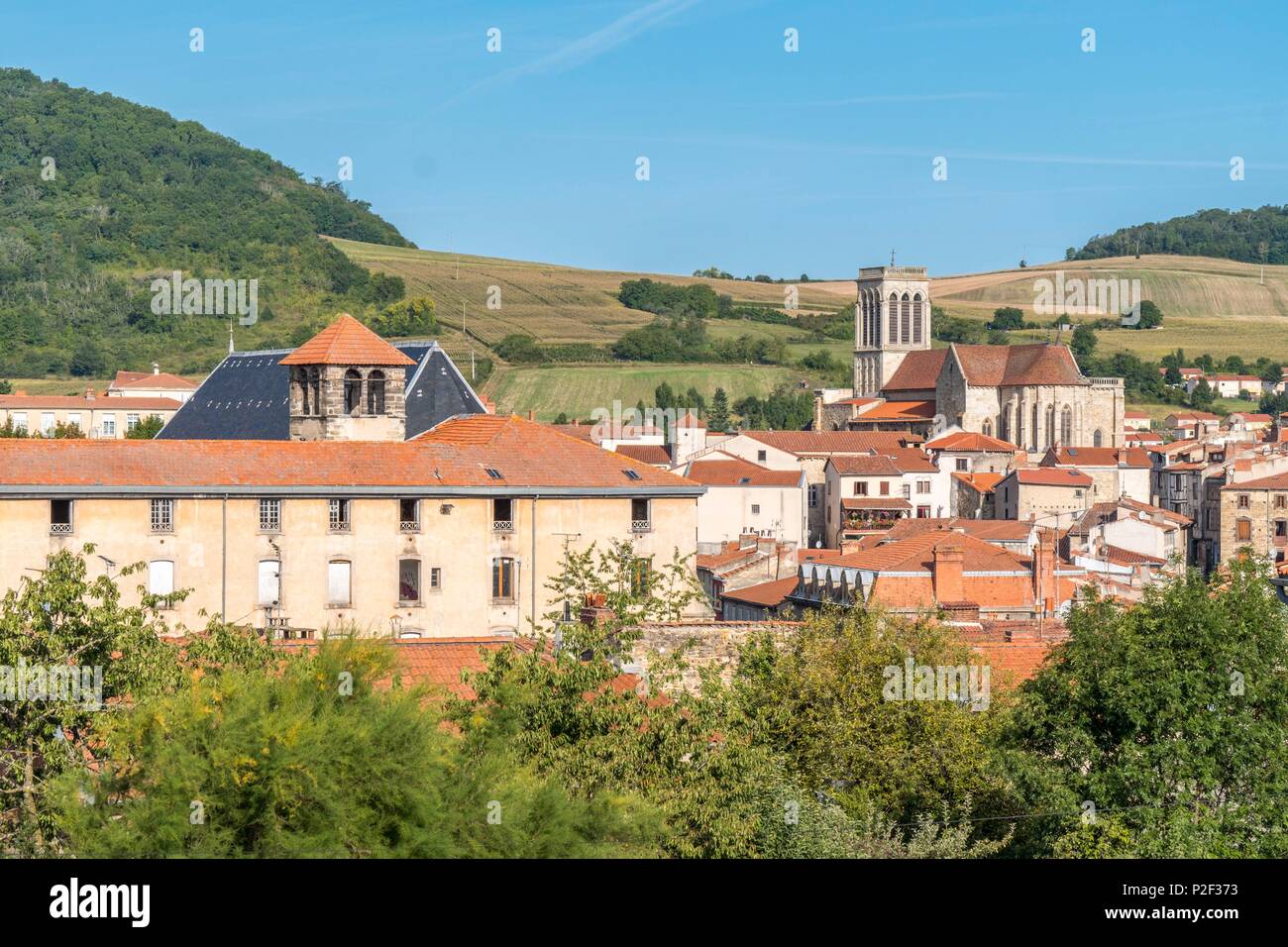 France, Puy de Dome, Billom, Saint Cerneuf church and former college of Jesuits, Livradois Forez Regional Natural Park Stock Photo