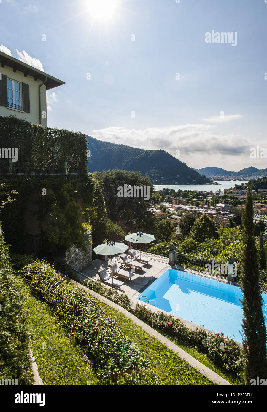 view to logo di Como near Cernobbio, Villa Santo Steafano, Como, Lombardei, north Italy, Italy Stock Photo