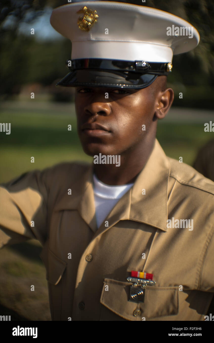 Pfc. Diwani M. Wilessingletary, honor graduate for Platoon 1069, Bravo Company, 1st Recruit Training Battalion, graduated boot camp Sept. 9, 2016. Wilessingletary is from Queens, N.Y. (Photos by Lance Cpl. Carlin Warren) Stock Photo