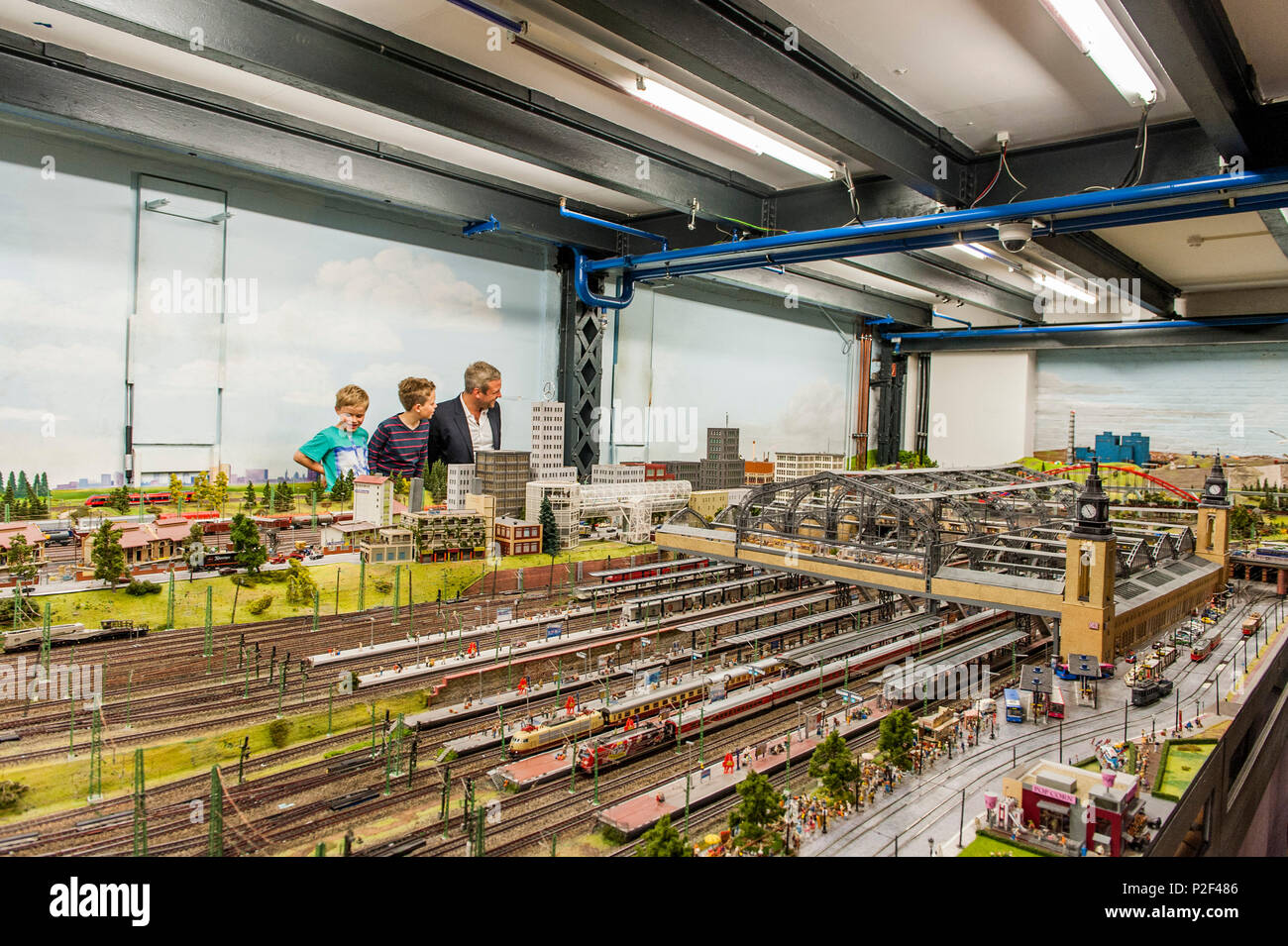 Miniatur wunderland, largest model railway exhibition in the world, Hafencity of Hamburg, north Germany, Germany Stock Photo