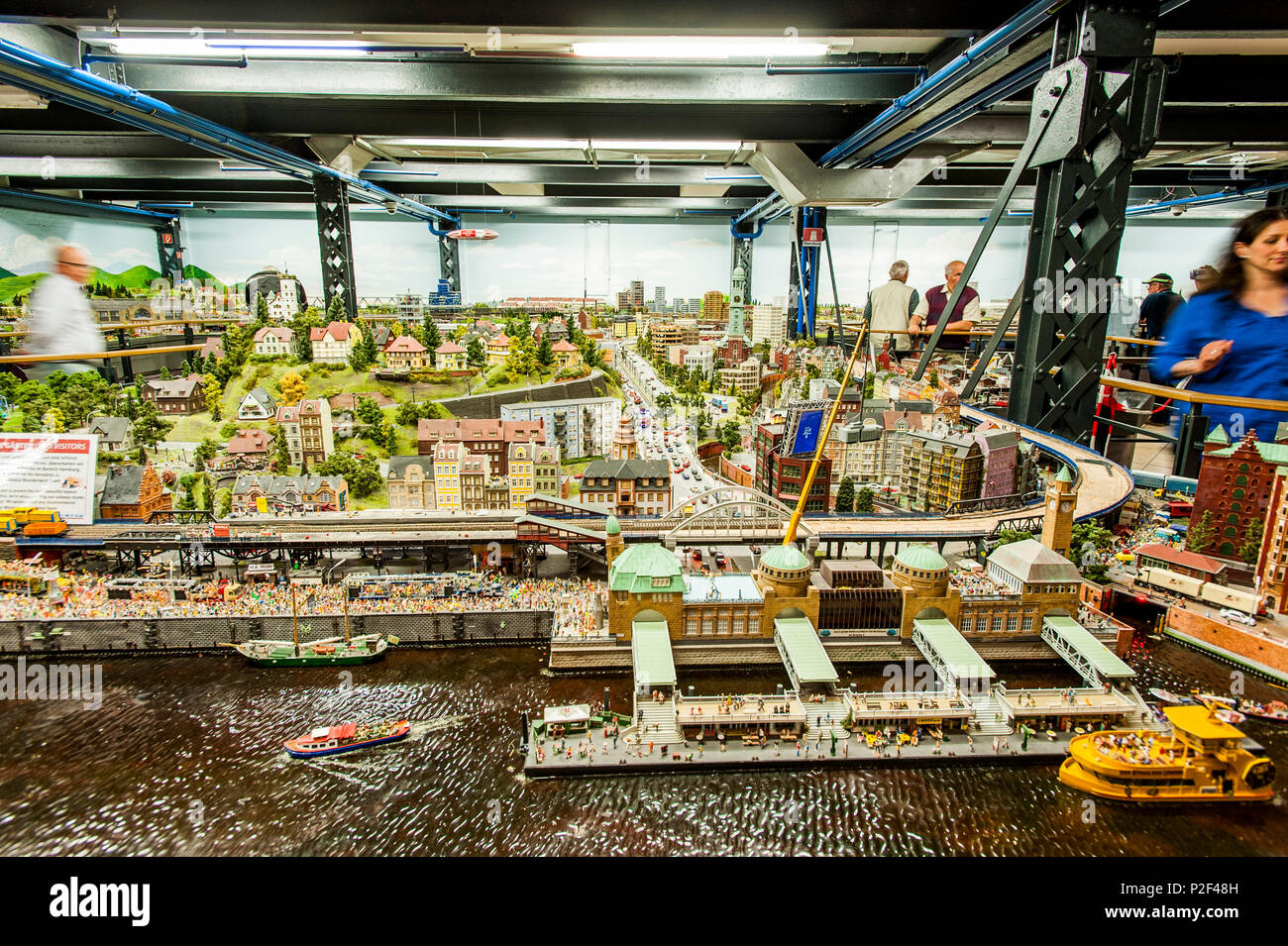 Miniatur wunderland, largest model railway exhibition in the world, Hafencity of Hamburg, north Germany, Germany Stock Photo