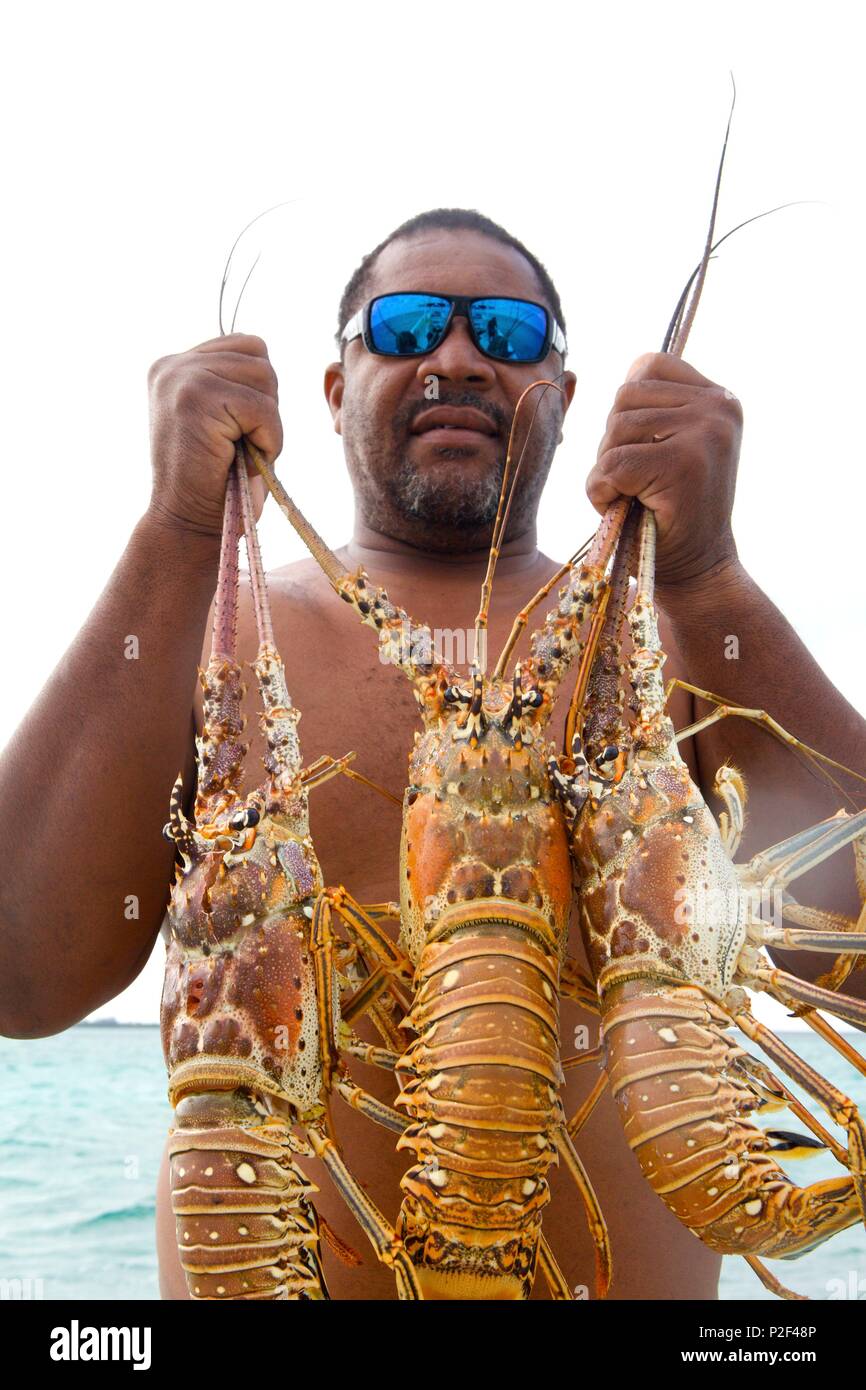 Bahamas, Mangrove Cay island, lobster fisherman Stock Photo Alamy