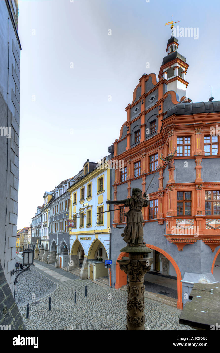 Justitia At The Town Hall Steps At Lower Market In Goerlitz