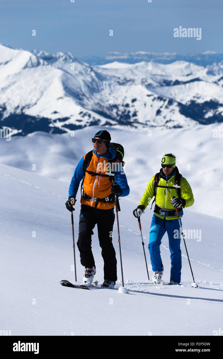 Crosscountry skiing to Le Brevent, Argentiere, France Stock Photo