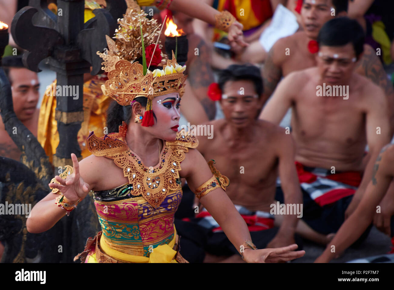 Dancer at the Kecaktanz, Uluwatu, Bali, Indonesia Stock Photo