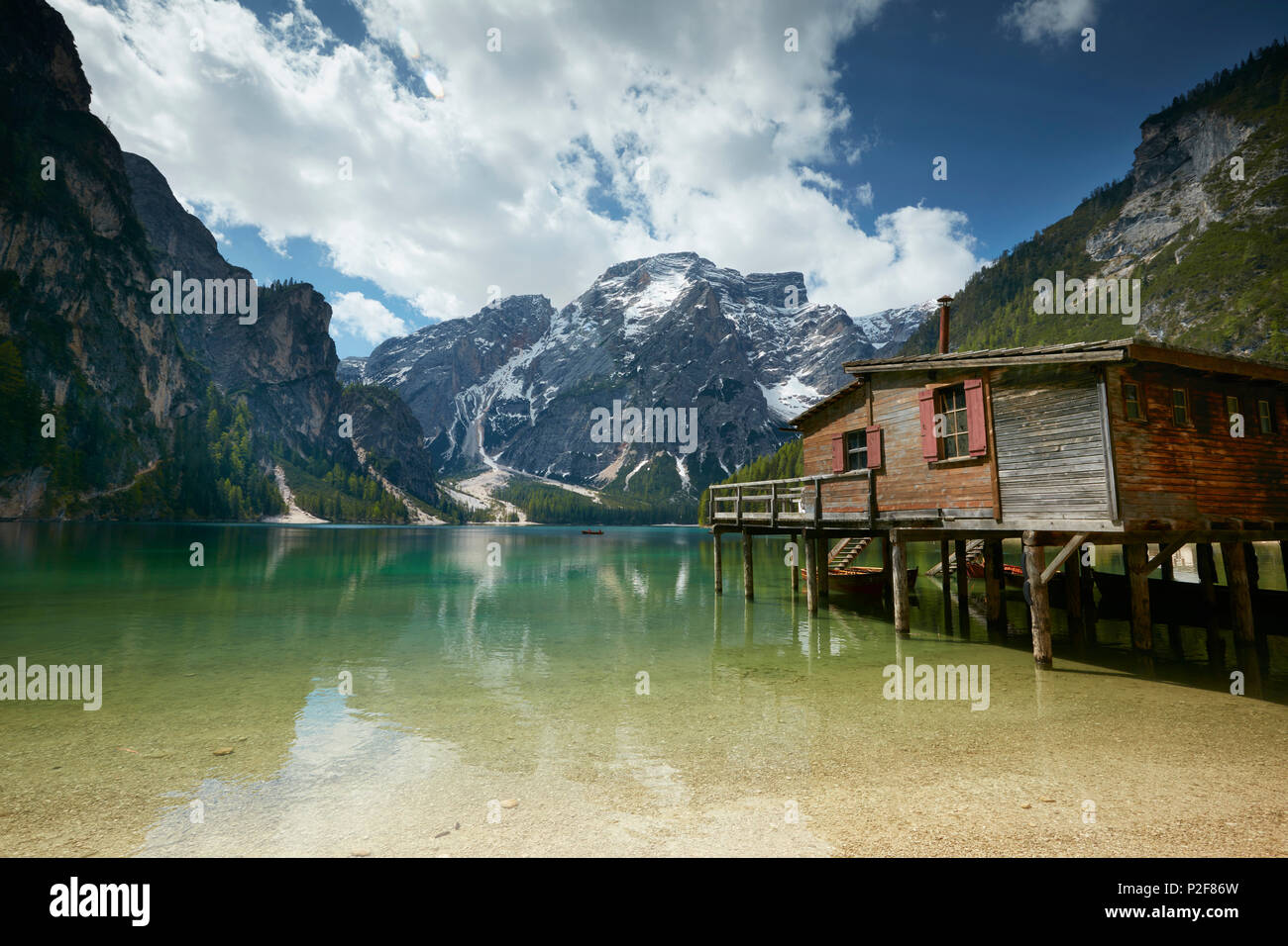 Pragser Wildsee, Hochpustertal, South Tyrol, Italy Stock Photo