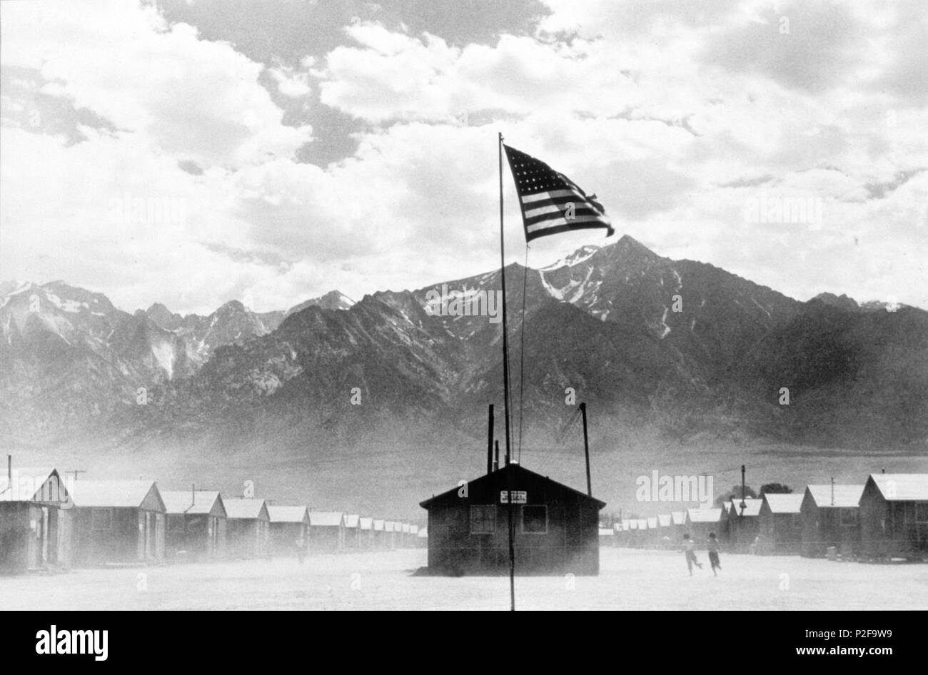 Manzanar War Relocation Center where Japanese Americans were imprisoned during World War II. Stock Photo
