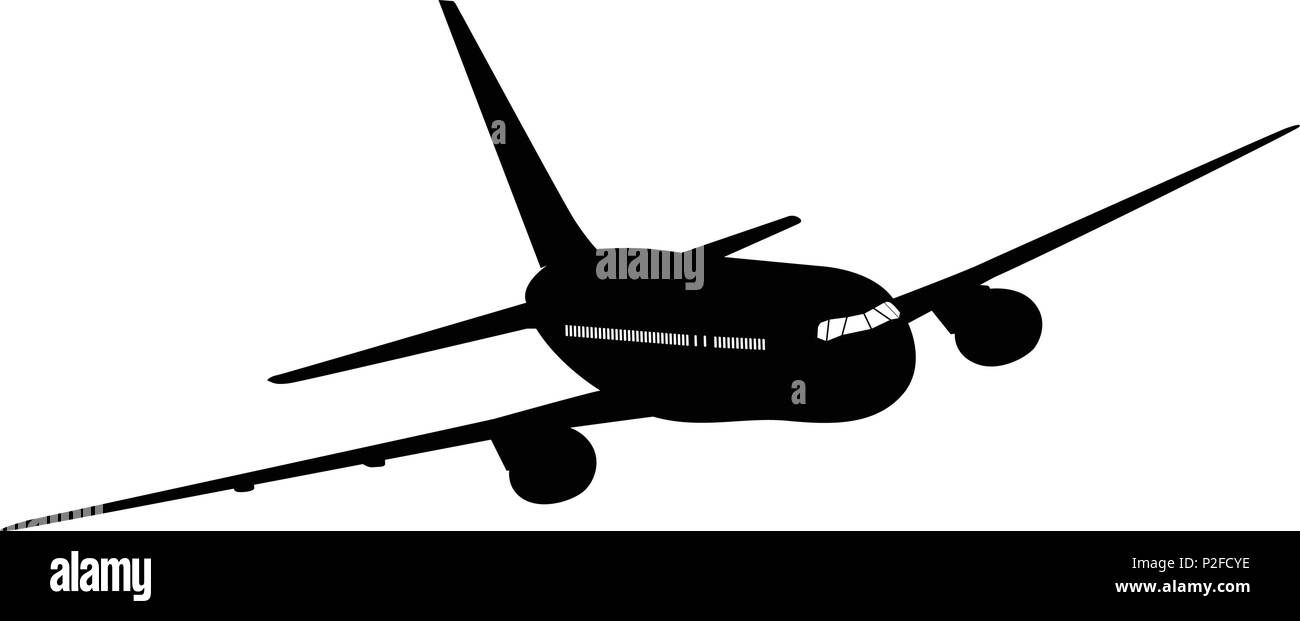 Airplane silhouette on white background. Vector illustration Stock ...
