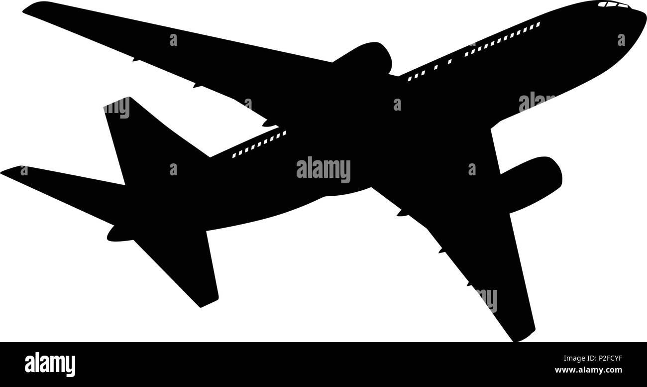 Airplane silhouette on white background. Vector illustration Stock ...