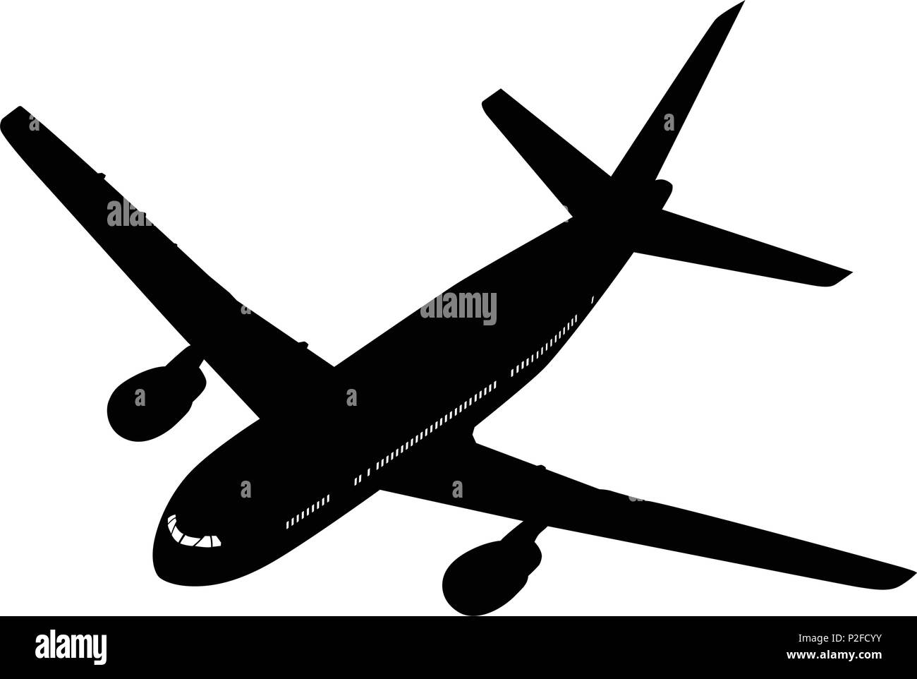 Airplane silhouette on white background. Vector illustration Stock ...