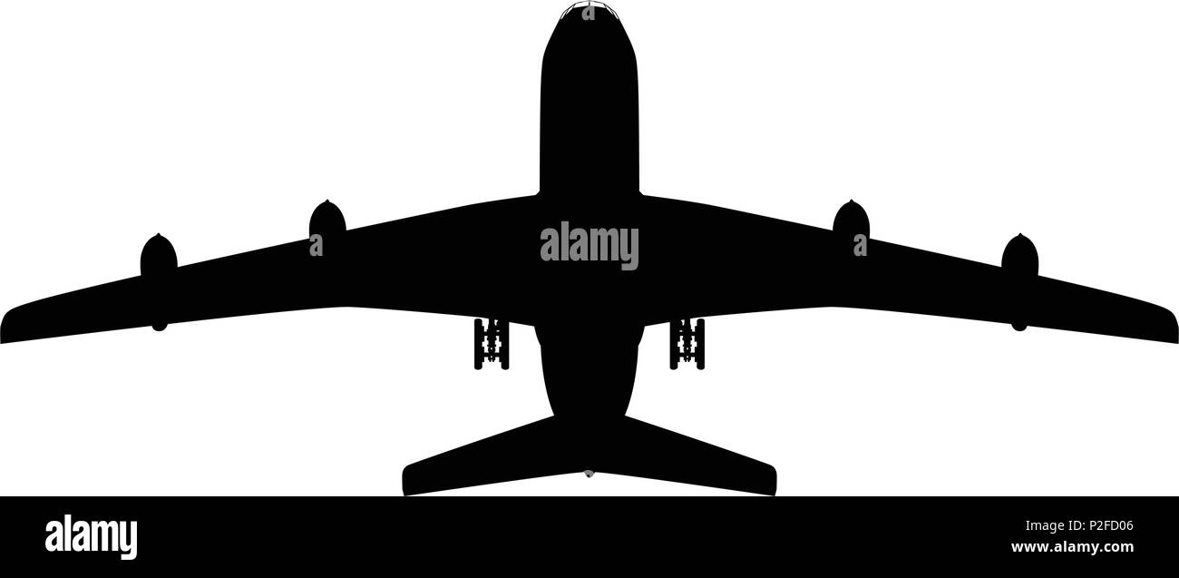 Airplane silhouette on white background. Vector illustration Stock ...