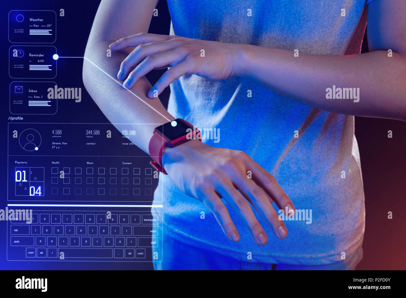 Software developer testing a new smart watch while being at work Stock ...