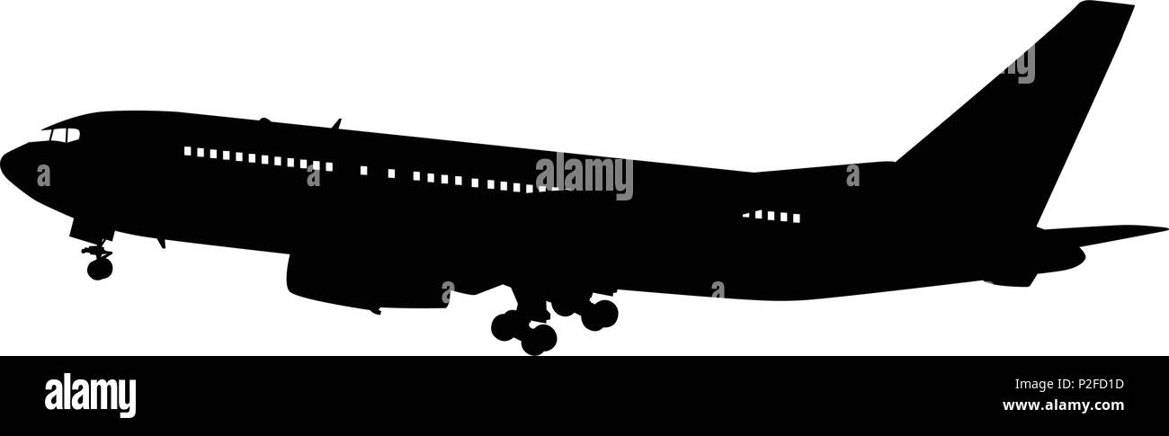 Airplane silhouette on white background. Vector illustration Stock ...