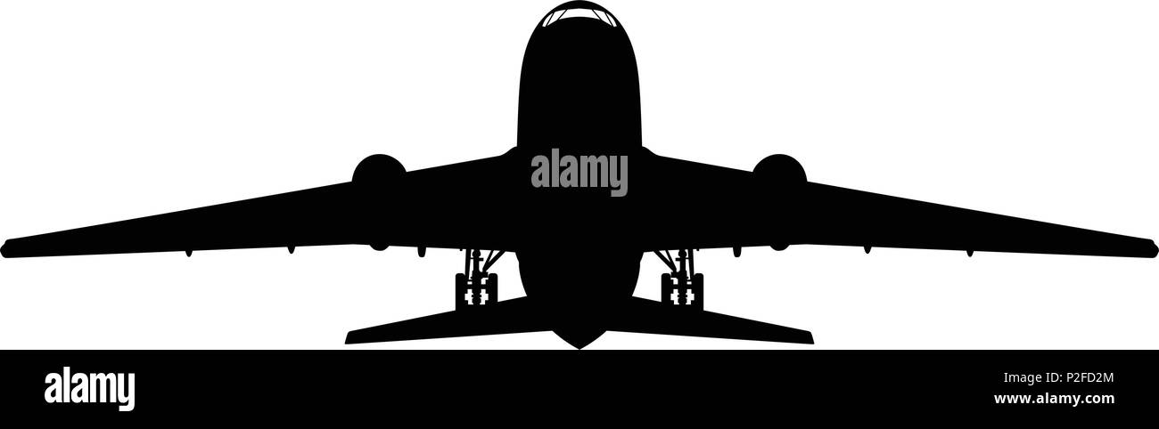 Airplane silhouette on white background. Vector illustration Stock ...