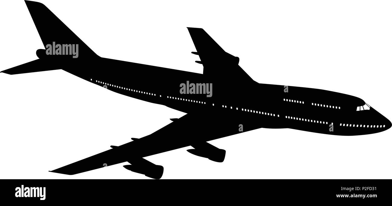 Airplane silhouette on white background. Vector illustration Stock ...