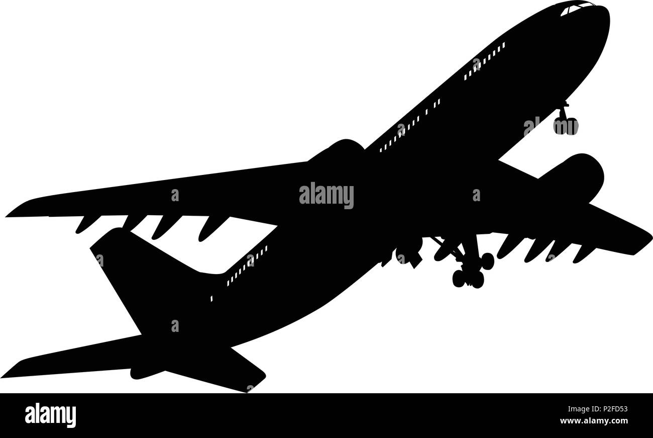 Airplane silhouette on white background. Vector illustration Stock ...