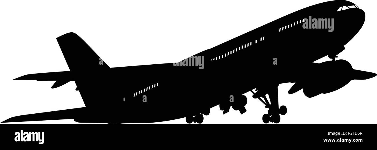Airplane silhouette on white background. Vector illustration Stock ...