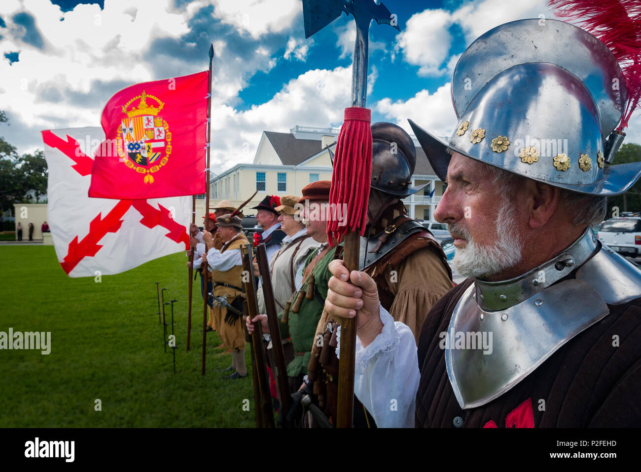Reenactors from Florida Living History stand ready to perform the ...