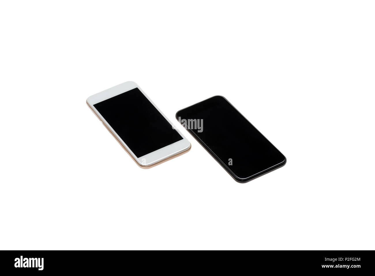 Ttwo modern smartphones with blank screens isolated on white Stock ...