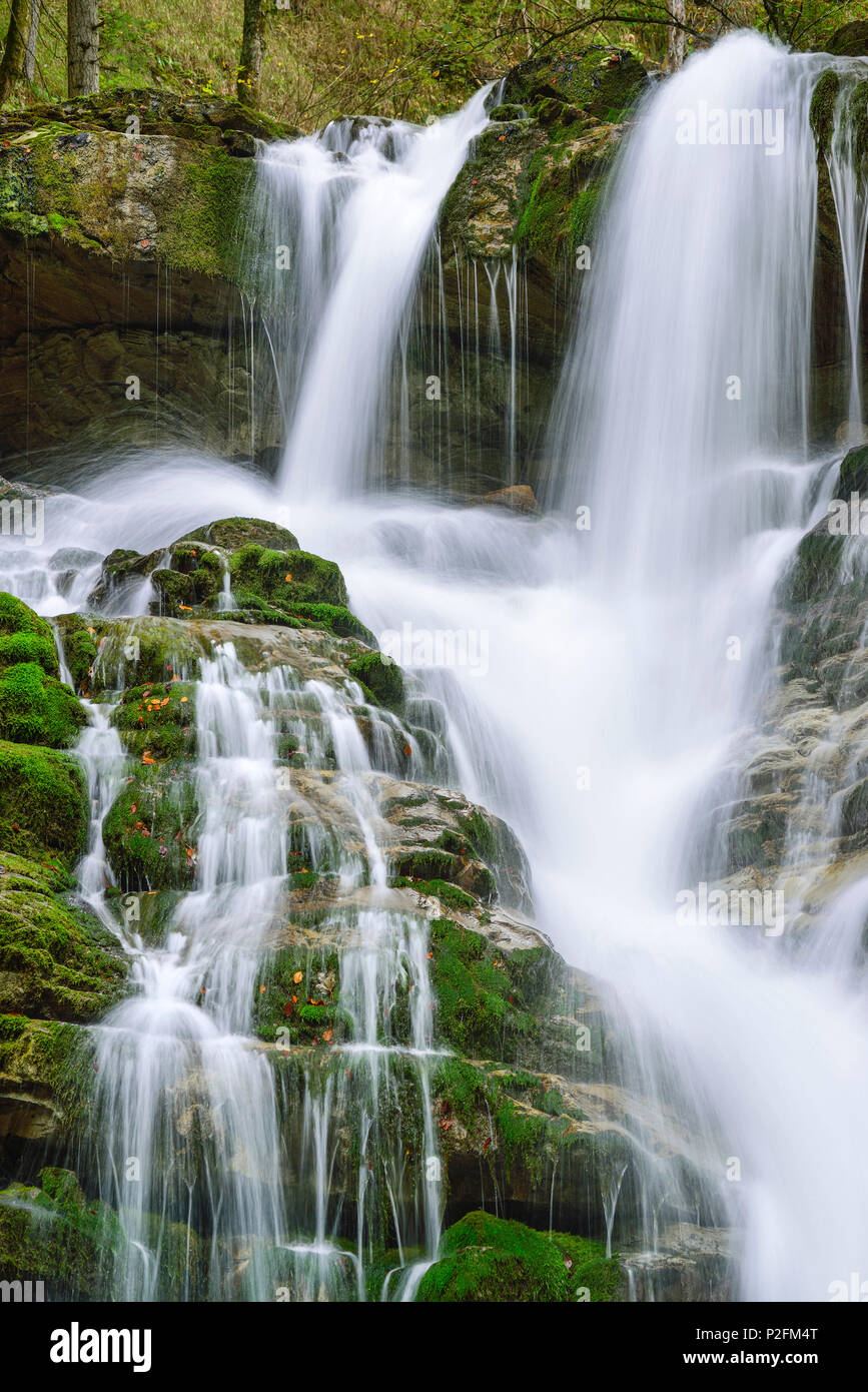 Waterfall, Mangfall range, Bavarian Foothills, Upper Bavaria, Bavaria, Germany Stock Photo