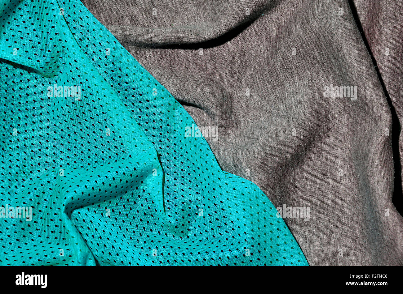 Textile Rmpled Top view of cloth textile surface. Close-up rumpled heater and knitted ...