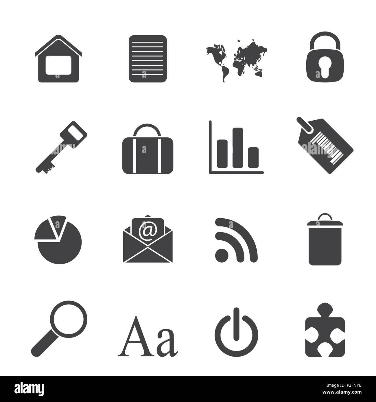 Silhouette Simple Business and Internet Icons - Vector Icon Set Stock ...
