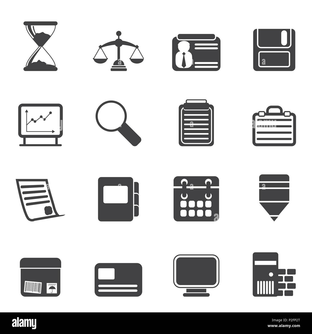 Silhouette Business and office Icons vector icon set Stock Vector Image ...