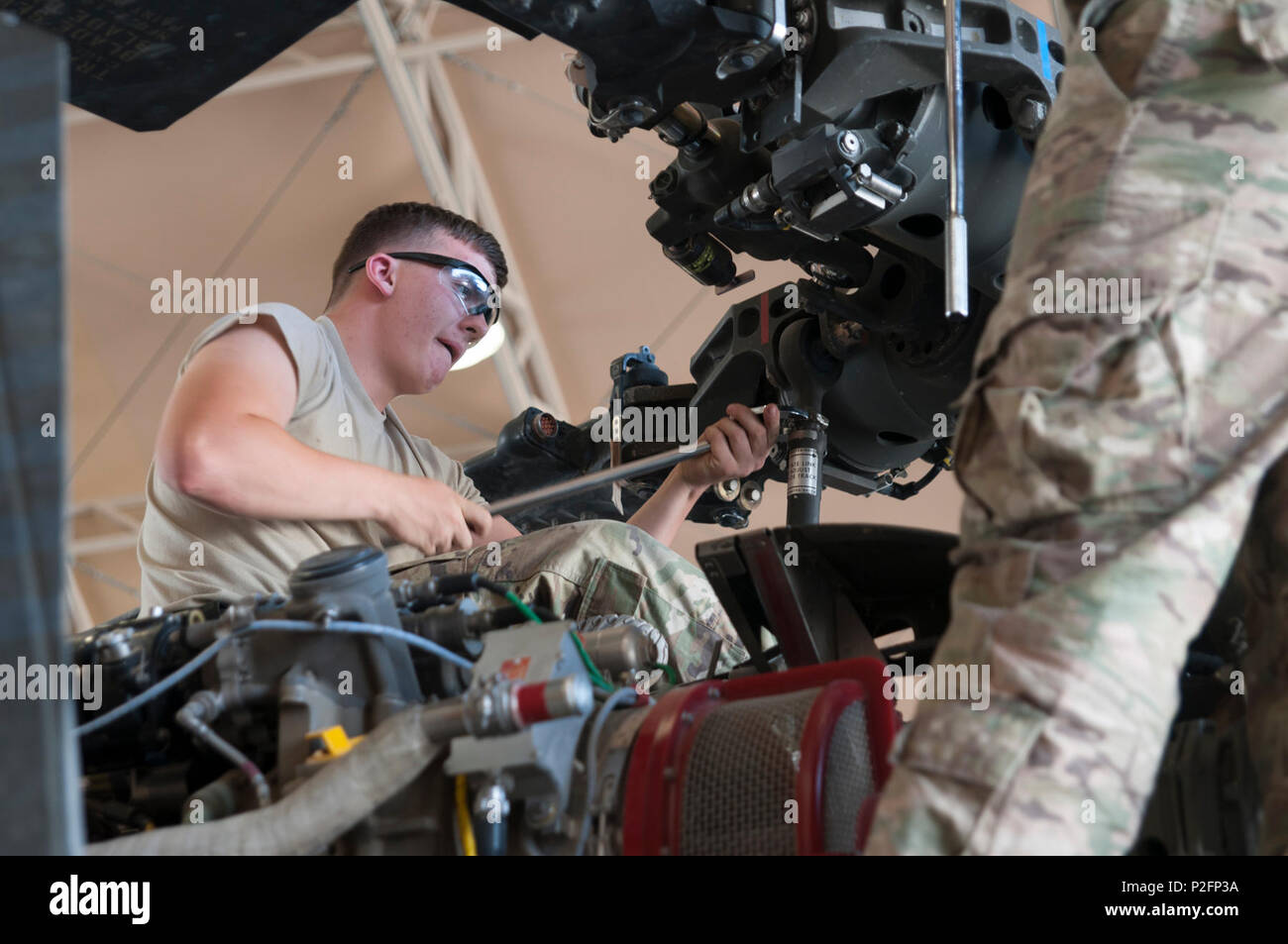 Technicians from the 777th Aviation Support Battalion conduct rotor ...