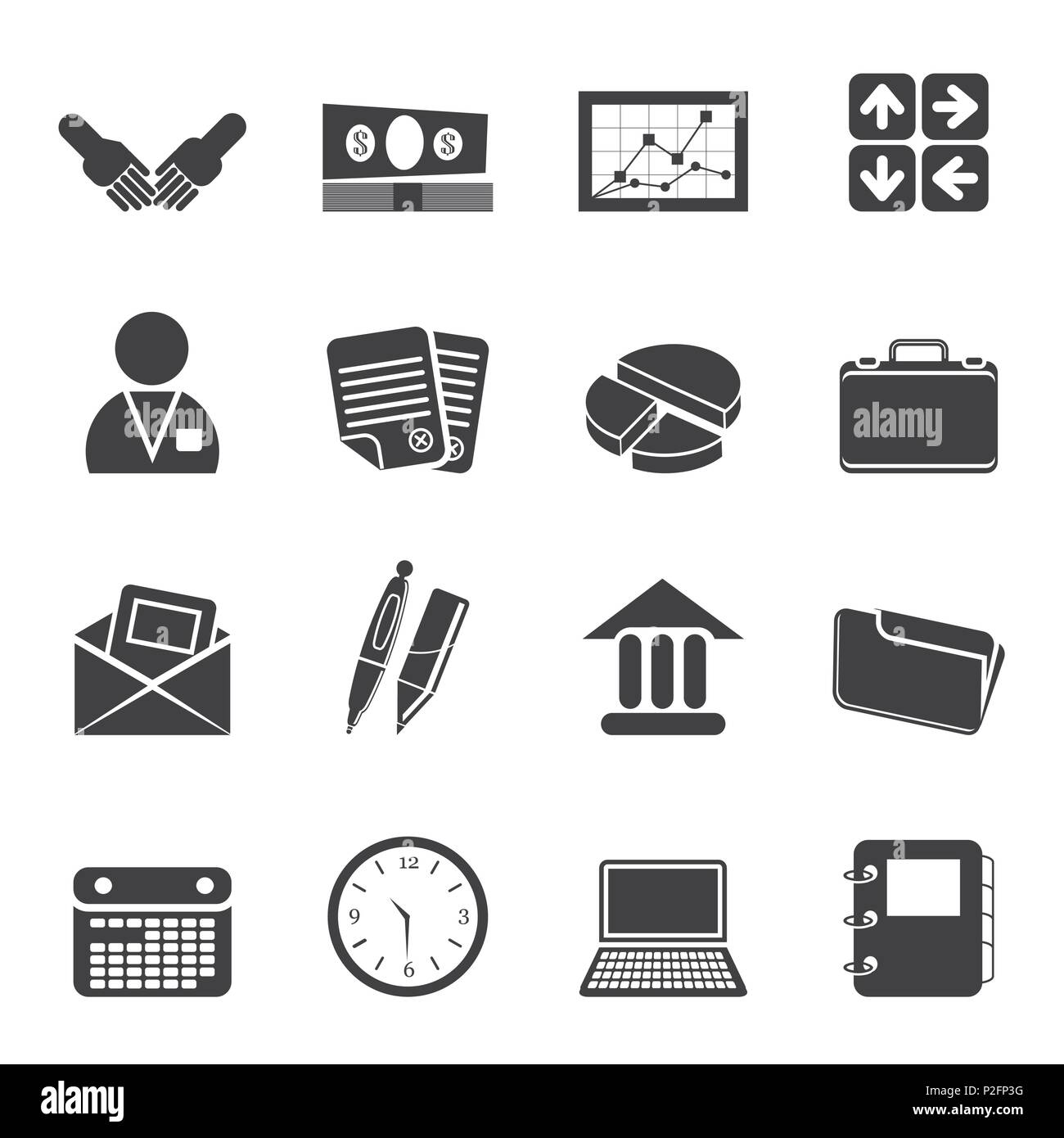 Silhouette Simple Business and office icons - Vector Icon Set Stock ...