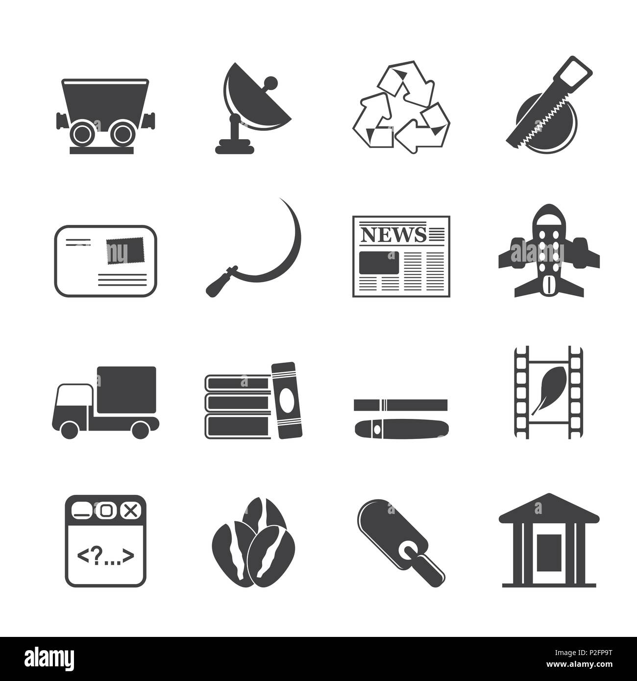 Silhouette Business and industry icons - Vector Icon set 2 Stock Vector