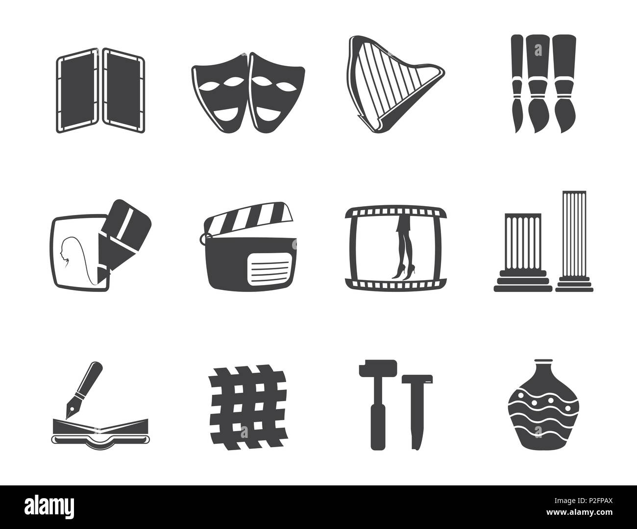Silhouette Different Kind Of Arts Icons Vector Icon Set Stock Vector Image Art Alamy