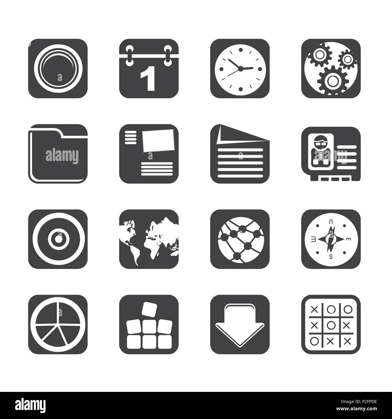 Silhouette Mobile Phone, Computer and Internet Icons - Vector Icon Set ...