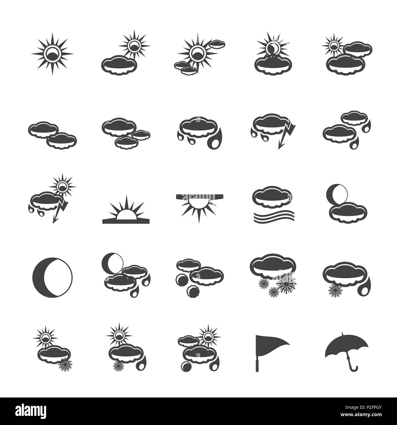 Silhouette Weather and nature icons - Vector Icon Set Stock Vector ...