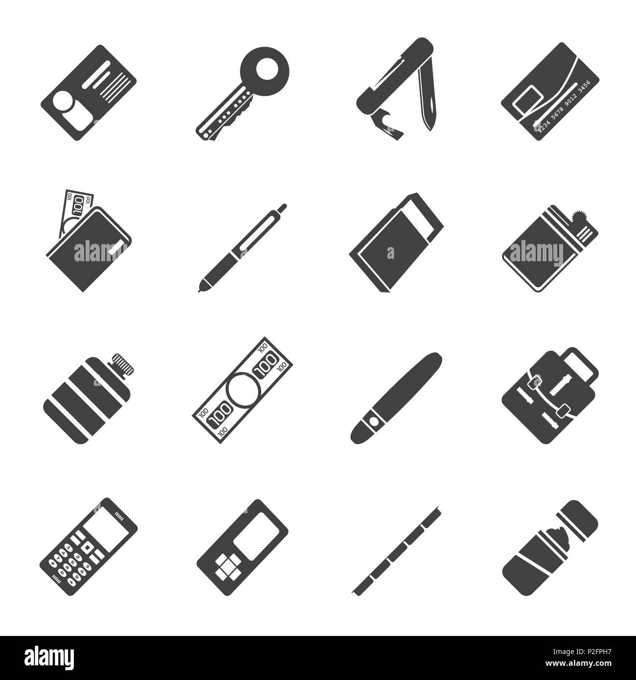 Silhouette Simple Vector Object Icons - Vector Icon Set Stock Vector