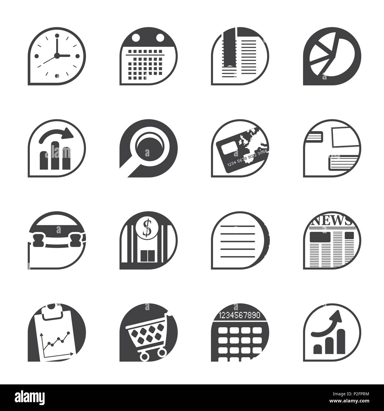Silhouette Business and Office Internet Icons - Vector Icon Set Stock ...
